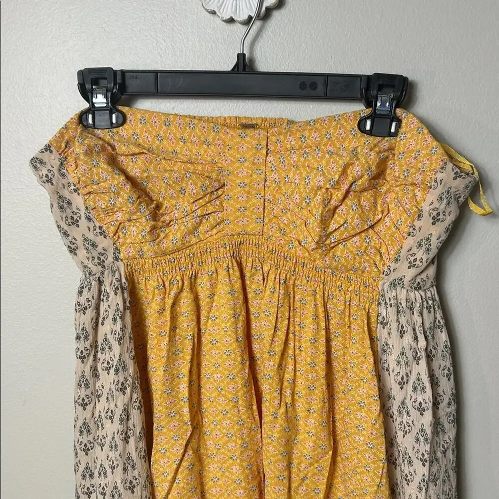 Free People Across the Sea tunic mini dress in yellow NWT